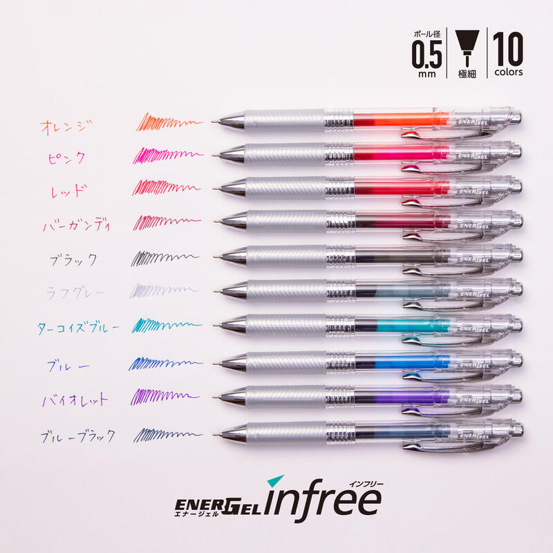 【iPen】飛龍 Pentel ENERGEL infree  BLN75TL 0.5mm 透明款 極速鋼珠筆