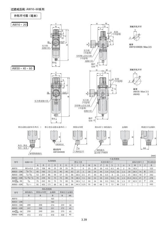 SMC調壓過濾器減壓閥AW20/30/AW40-02/03/04B/BG/E/BD/DG/BDG-A | 露天市集 | 全台最大的網路購物市集