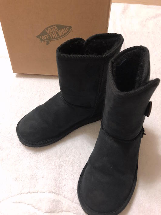 【低價出清】二手(女童)中國製VANS黑色內刷毛中筒靴-20cm