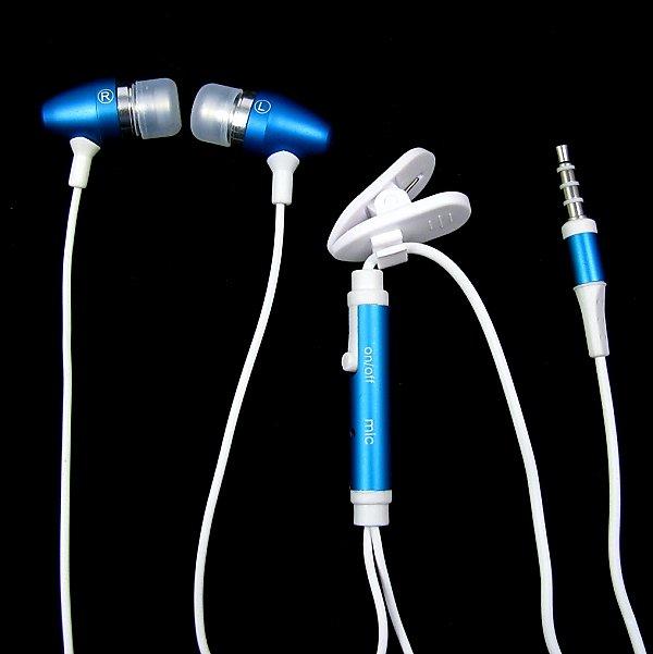 IPHONE  專用立體耳麥 入耳式金屬耳機殼重低音喇叭  硅膠耳塞柔軟舒適 iphone 耳機麥克風+通話開關 藍色