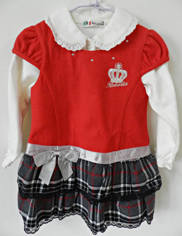 女童裝 兒童洋裝 紅 75cm 台灣製造 二件式洋裝