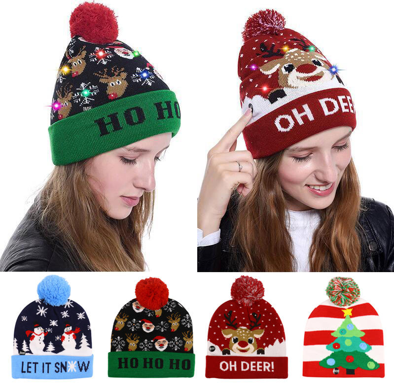 Baby Outdoor Gear 歐美外銷 聖誕節毛帽/帶LED燈/耶誕節慶帽/尖頂帽/針織套頭帽/聖誕節交換禮物