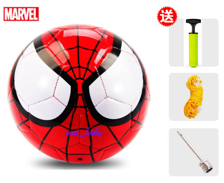 正品 限定版 大眼蜘蛛人 兒童 3號足球 車縫足球 充氣玩具  附充氣筒球針 網袋