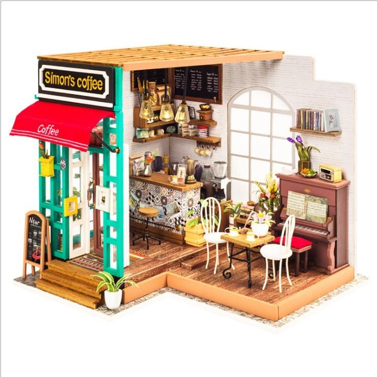 【酷正3C】西蒙的陽光咖啡屋→DIY小屋 袖珍屋 娃娃屋 模型屋 材料包 玩具娃娃住屋 手做工藝 拼裝房子 藝術小屋