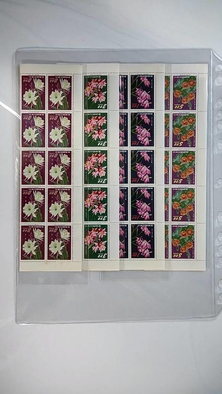 特29 花卉郵票(53年版)仙人掌花卉 四方連 回流上品