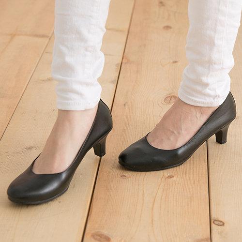 KM 女款 簡單素面上班面試必備5cm 高跟鞋 MIT製造 黑色