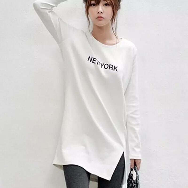 ✨芙✨新款 韓版女裝中長款寬鬆顯瘦長款長袖T恤上衣