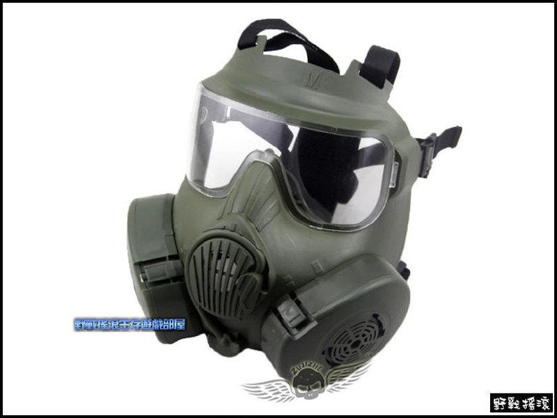 【野戰搖滾-生存遊戲】美軍 M50 防毒面具造型風扇面罩、面具【軍綠色】眼鏡族可用防彈面罩SWAT面具防霧面具風扇面具