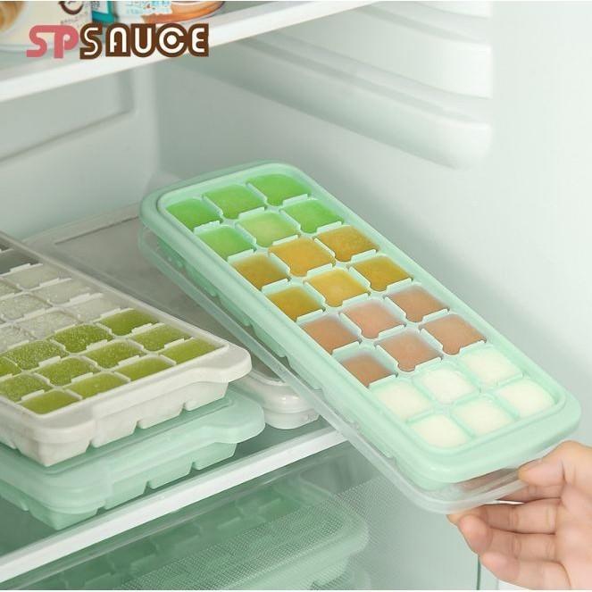 【24格帶蓋矽膠冰格】日式SP SAUCE創意 創意冰塊模具嬰 兒 寶寶 副食品 冷凍盒子QS