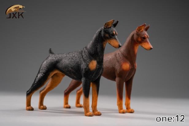 【那間模型】JXK 小款 1:12 杜賓犬 警犬 模型 公仔 動物 寵物 玩具 生日禮物