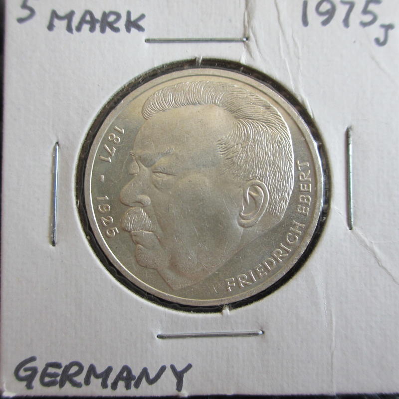 1975J 德國 艾伯特五馬克紀念銀幣UNC-K18002