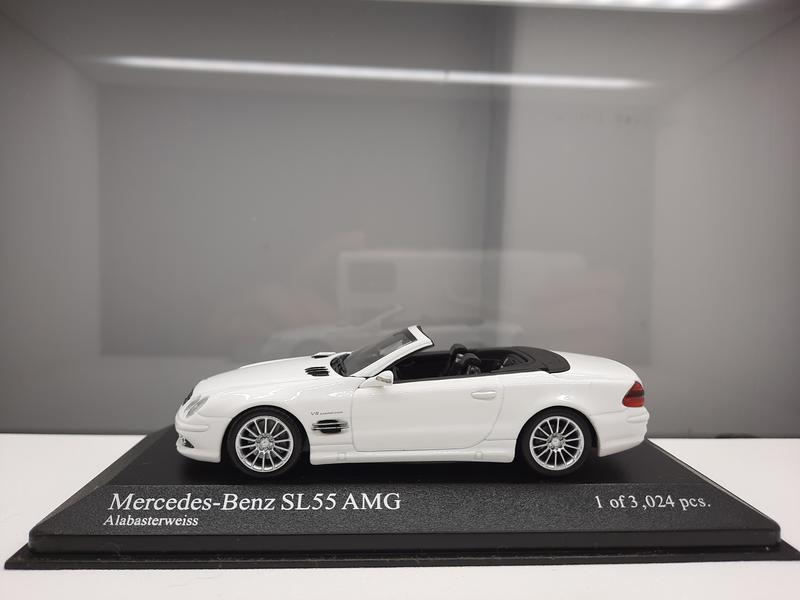 <免運費>1:43 MINICHAMPS Mercedes-Benz SL55 AMG (白色/黑內裝)