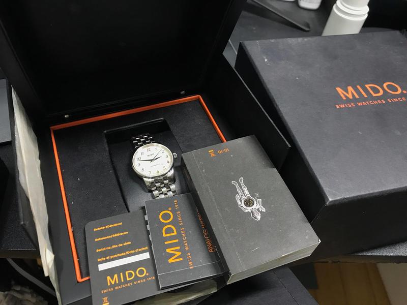 MIDO M7600 Baroncelli自動白色錶盤不銹鋼女士手錶M76004261