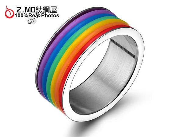 316L抗過敏不生鏽 西德白鋼 同性戒指 情侶對戒 彩虹和平 多元成家 單個價【BGS001】Z.MO鈦鋼屋