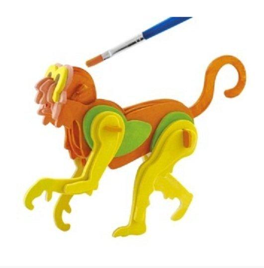 EZBUY-兒童節生日禮物3D立體木質拼圖3-6歲小男女孩玩具塗鴉JP212猴子