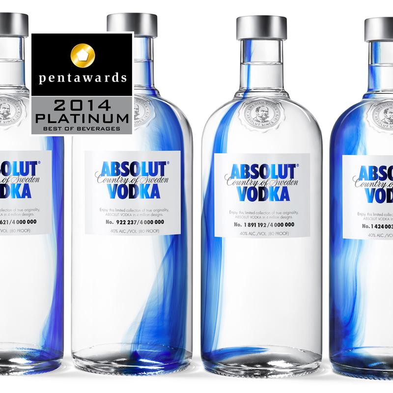 Absolut Vodka 絕對伏特加、藍河流、2014限量瓶、1L、空瓶、限量編號
