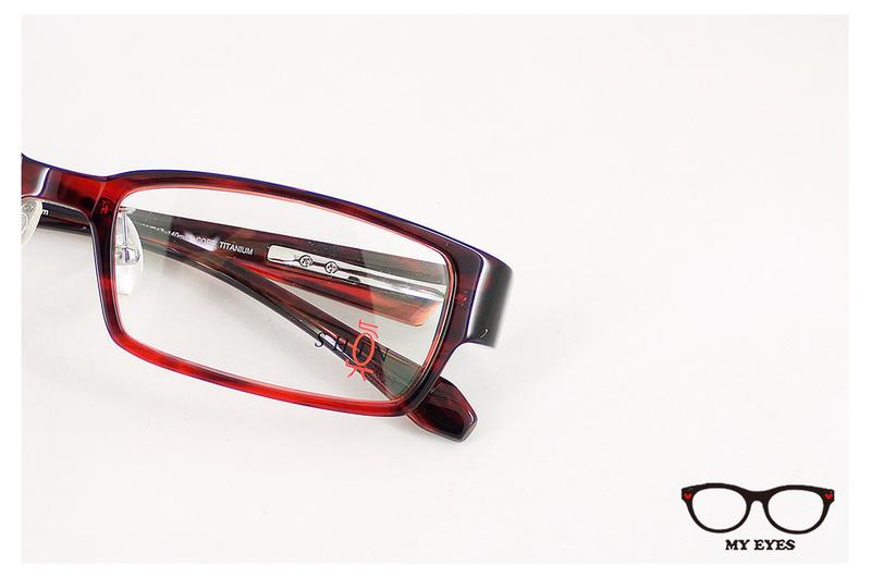【My Eyes 瞳言瞳語】 SHIN 犀牛紅膠面眼鏡 摩登風格 鈦材質 日本眼鏡集團Charmant出品(14543)