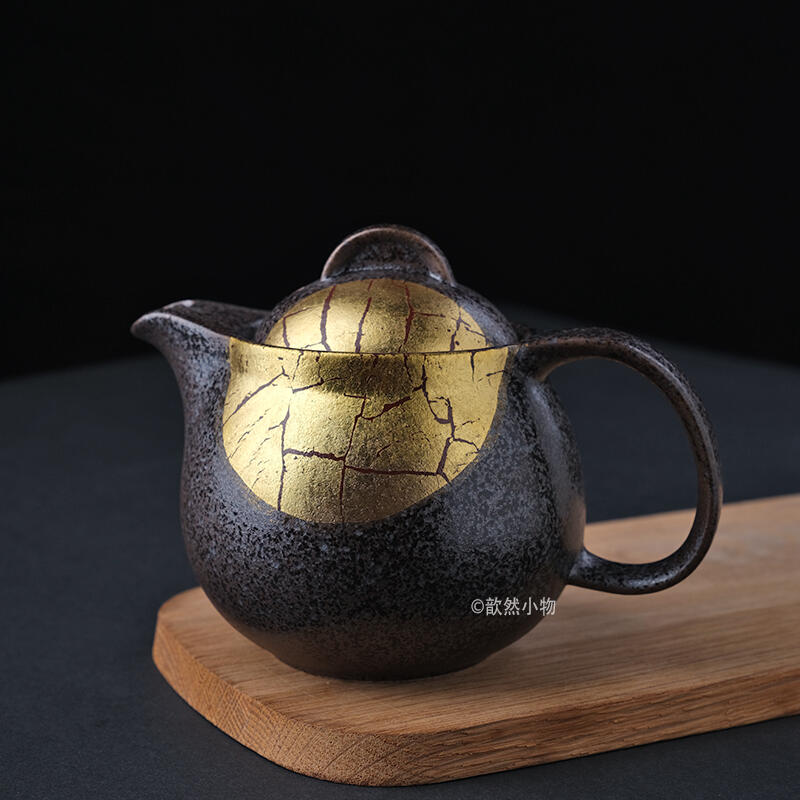 日本進口九谷燒明山窯金箔彩急須日式復古手作泡茶壺帶濾網茶具| 露天市