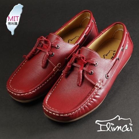 ILIMAI 易利邁．[LC801r]馬克縫繫帶小牛皮休閒鞋-熱情紅 | 馬克縫| 休閒鞋  |真皮| MIT台灣製造