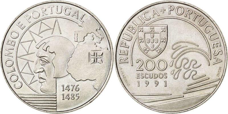 【幣】葡萄牙1996年發行 大航海時代 紀念幣 200 Escudos ------1476  哥倫布與葡萄牙 (大顆)