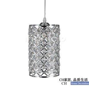 COZYLIFE-時尚餐廳簡約圓筒形吊燈 銀色鐵藝水晶大燈罩八角珠水晶吊燈