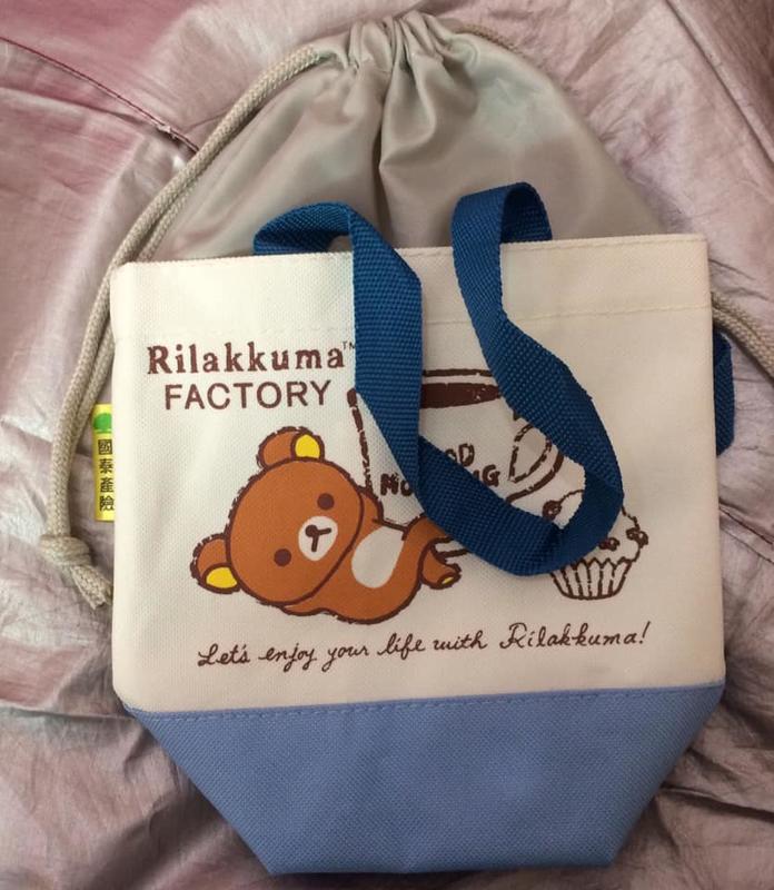 Rilakkuma factory good morning 拉拉熊 咖啡 飲料 甜點 蛋糕 國泰產險 袋子 束口 提袋