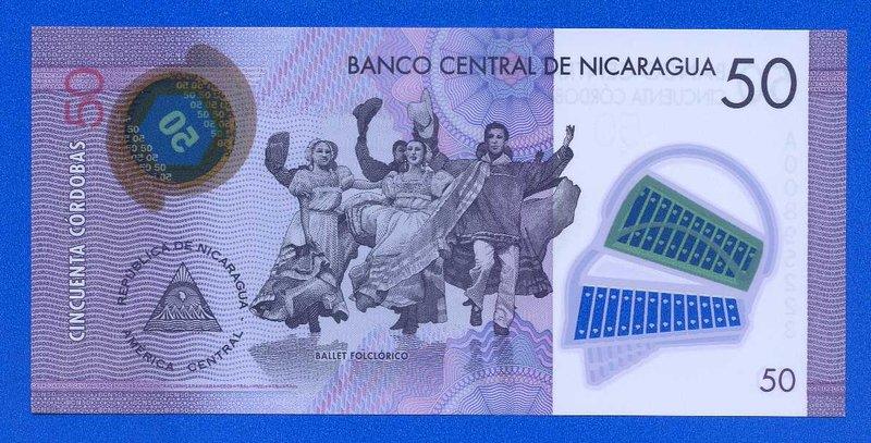 [珍藏世界]尼加拉瓜2014年50元塑膠鈔Pnew全新品相