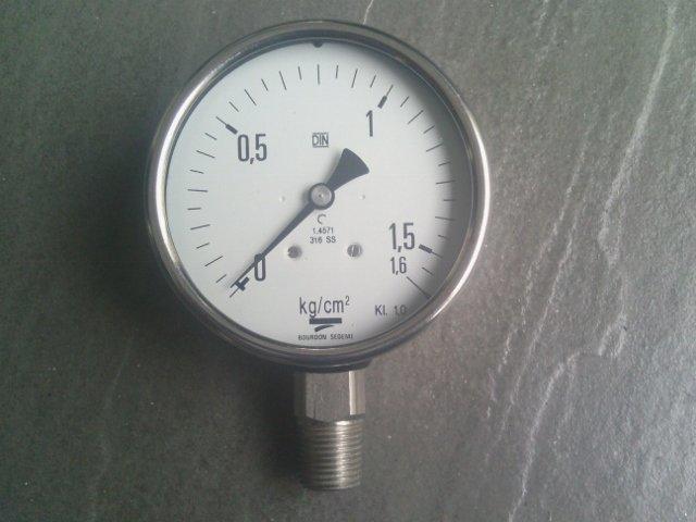 法國巴登BOUR DON不銹鋼316 SS .4" 1.6kg/cm2微壓錶...溫度表。.壓力計.壓力錶.