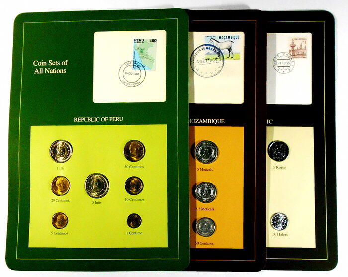 EC003 富蘭克林1980年代 ( 祕魯+捷克+莫三比克 ) 裝幀套幣 共3冊 UNC