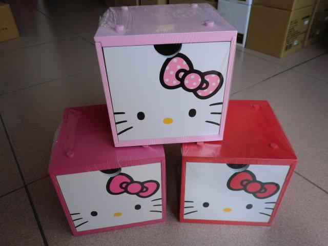 【nike100m】三麗鷗 Hello Kitty 凱蒂貓 KT貓 積木盒 收納盒 單抽盒 木製盒