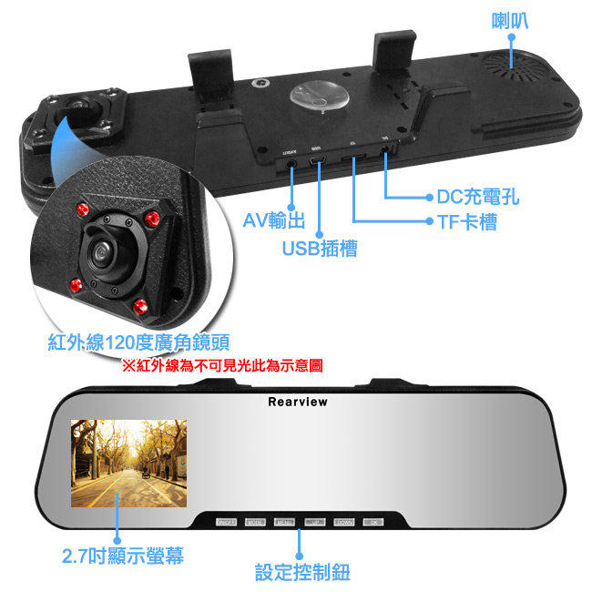 ※ 行車紀錄器(後視鏡型)Full HD_1080