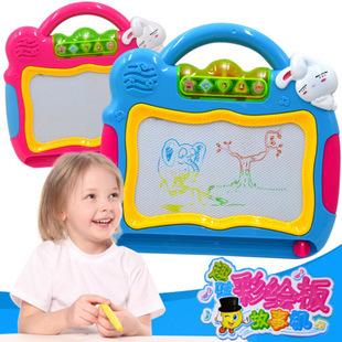 大號兒童畫板磁性寶寶寫字板帶故事機燈光 嬰兒益智早教繪畫兒童寫字板兒童玩具