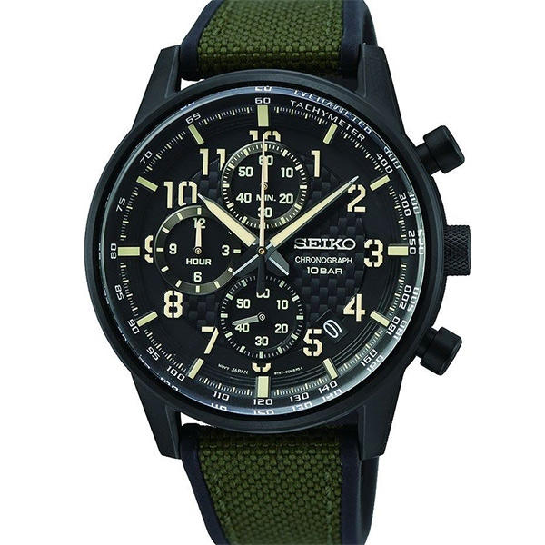 【台南 時代鐘錶 SEIKO】精工 CS系列 三眼計時手錶 SSB373P1@6N76-00J0SD 黑/綠