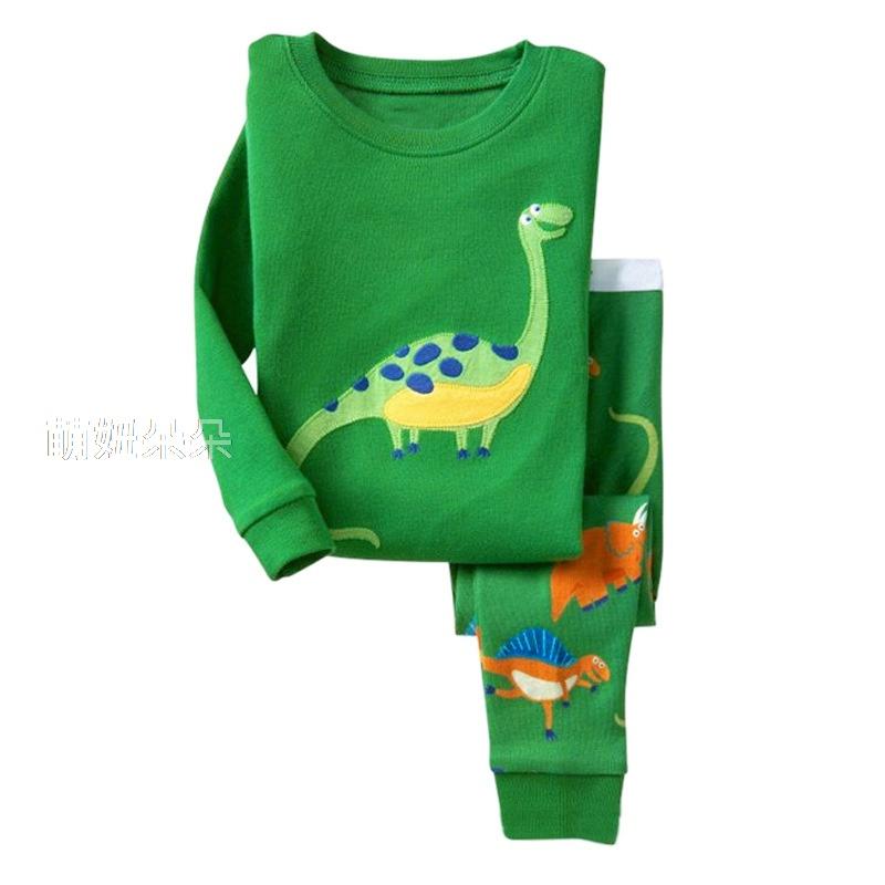 ♥萌妞朵朵♥綠色恐龍兒童造型睡衣長袖套裝 家居服