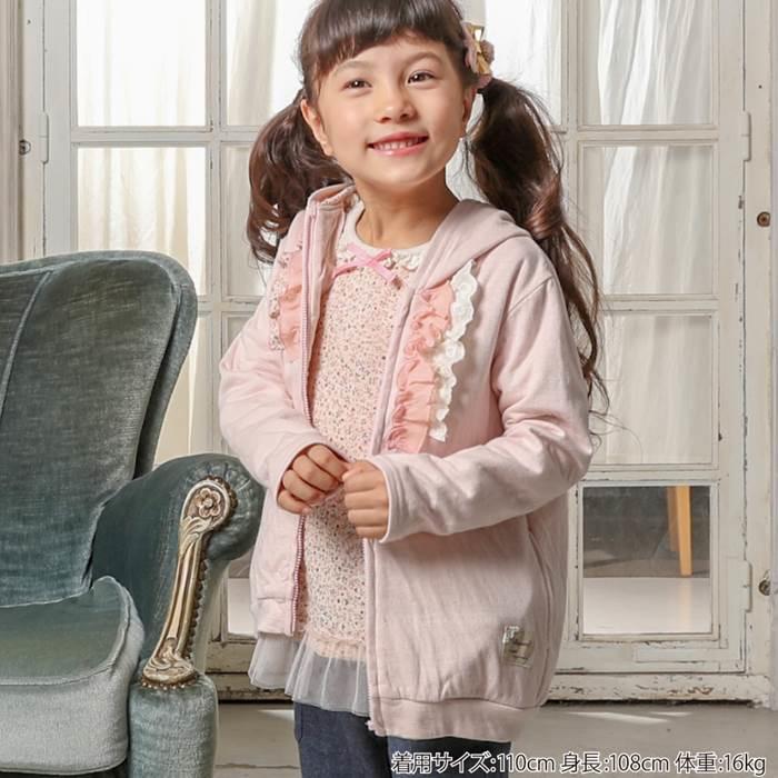 日本童裝 biquette 碎花蕾絲連帽外套 雙層綿 #120#130 日本空運~小太陽日本精品