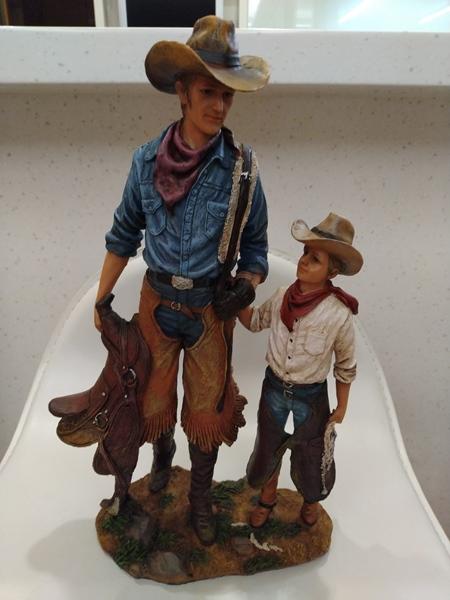 美國GSC精緻雕塑 穿著馴馬褲的牛仔父子Native American Collectible系列