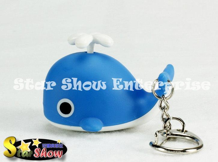 【Star Show】熱賣-藍色鯨魚鑰匙圈 LED發光鑰匙圈發聲手電筒-聖誕節禮物.生日禮物交換禮物迷你Q版禮物