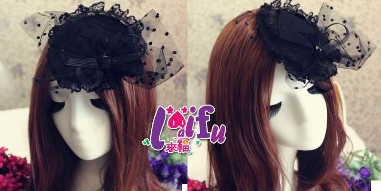 來福，k480演出舞台拍照派對黑色面纱禮帽髮夾髮飾，售價280元