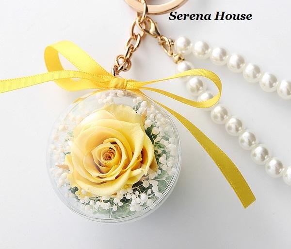 *~Serena House~*不凋花 永生花 小王子 美女與野獸 黃色玫瑰花吊飾 婚禮小禮 母親節禮物 畢業禮物