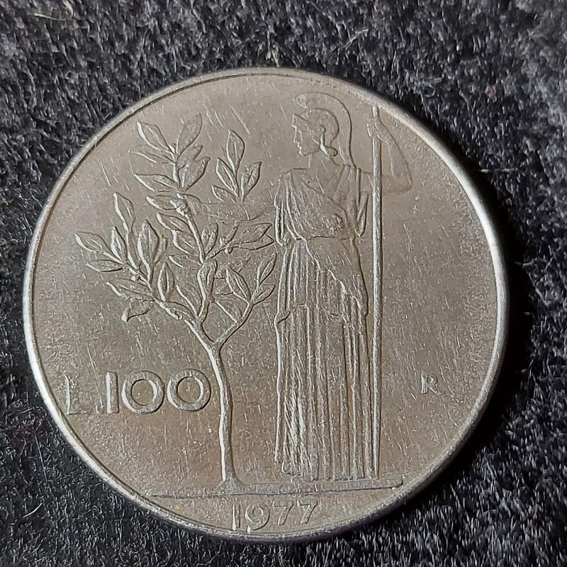 義大利 100里拉 智慧女神 Minerva 紀念幣 1977 義大利早期硬幣 歐洲理事會成立 星際大戰 
