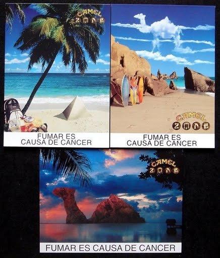 F墨西哥駱駝牌香煙酷卡明信片 CAMEL（自然系列一套3款）椰林 沙灘 夕陽 衝浪