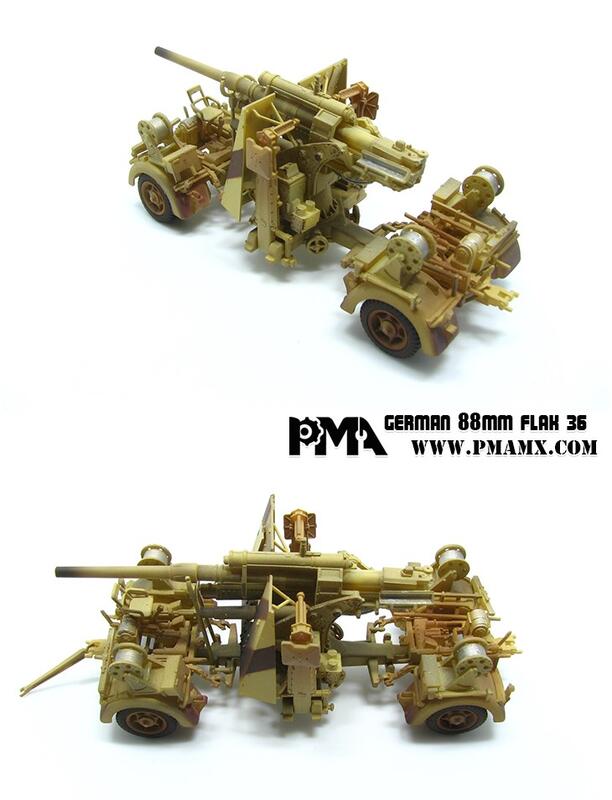 【軍模館】PMA - 1/72 FLAK36型88毫米炮 配拖車送彈夾 沙漠色加寬防盾 P0311