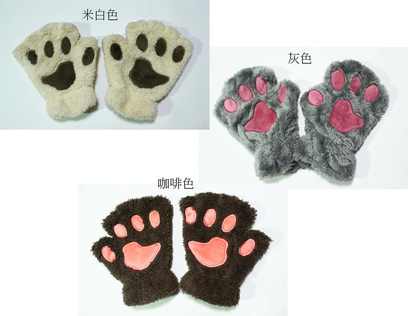 【熊坊】Bearworkshop 大尺碼專賣 露指手套 貓爪手套 動物手套 熊爪手套 可愛手套 保暖手套 現貨