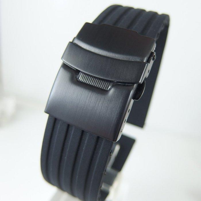 錶帶屋 ORIS F1 款PVD黑色扣矽膠錶帶有18mm 22mm 可代用Classic S2 S3 Zenwatch2