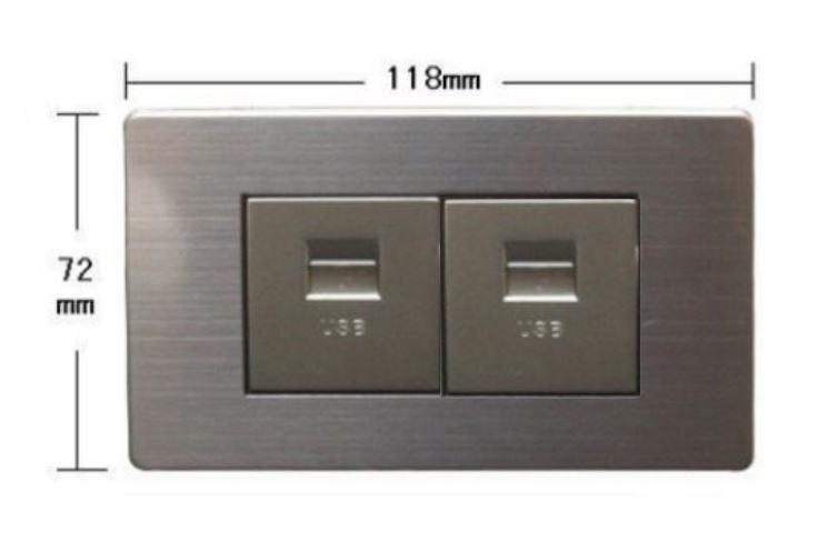 銀,不銹鋼拉絲,雙USB插座面板,USB可充電,usb插座面板
