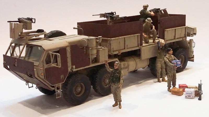 1/35美軍M977重型武裝擴大機動性戰術卡車含5名士兵運送貨品