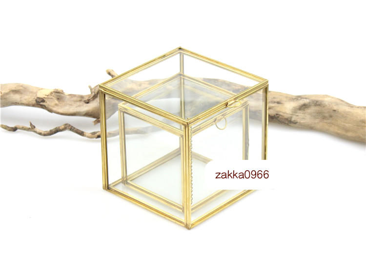 Boozakka 大款 玻璃盒 珠寶盒 收納盒 黃銅 正方形 飾品收納 花房 金色 銅製 微景觀花器 LBO09K5
