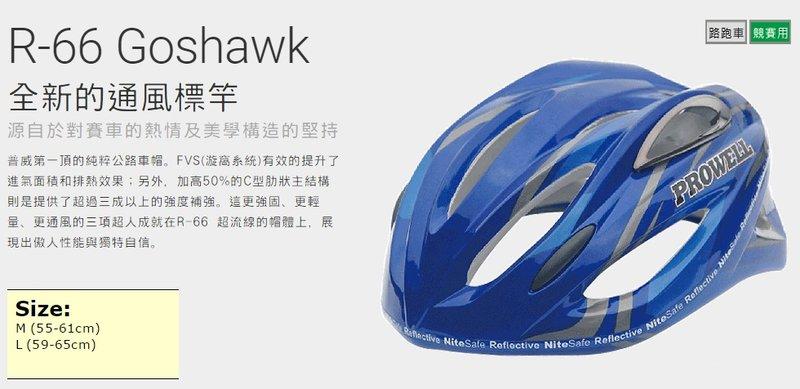【普威 單車 自行車安全帽】6系列 R-66 Goshawk M 尺寸 異風藍 台灣製 競賽用 路跑車