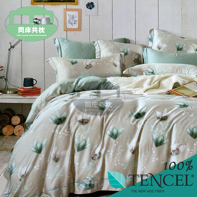 §同床共枕§TENCEL100%天絲萊賽爾纖維 雙人5x6.2尺 鋪棉床罩舖棉兩用被七件式組-科拉