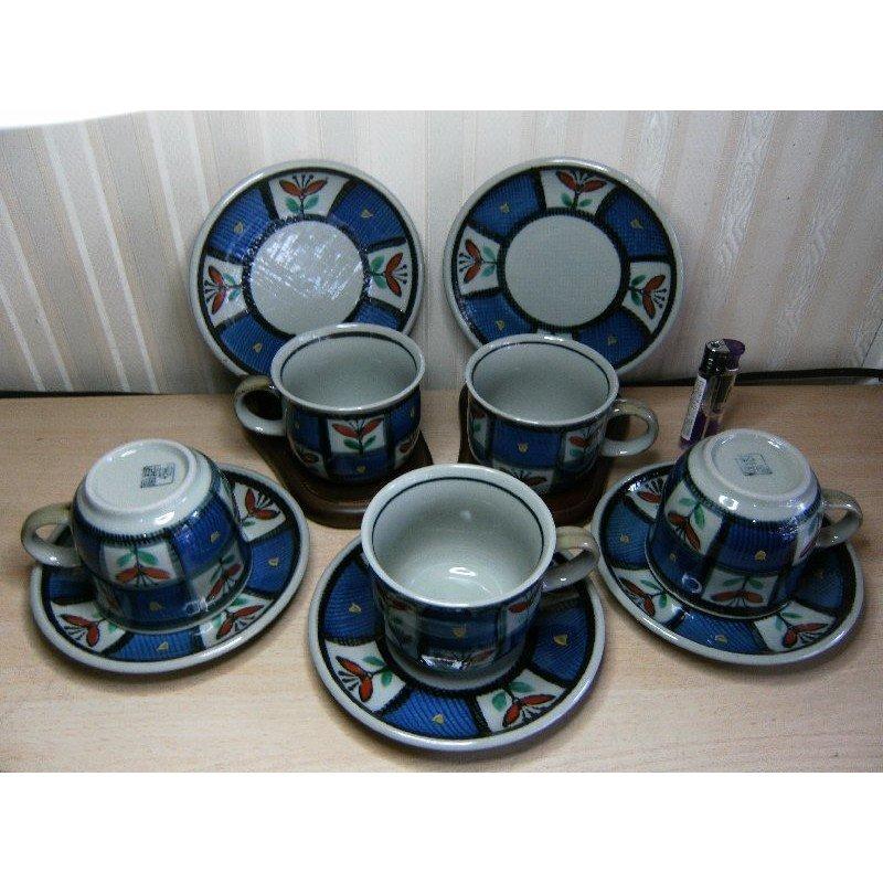 和-紅點  咖啡杯 5杯5盤 花茶杯水杯 杯子 茶杯 盤子 餐具 廚具 日本製 陶瓷 食器 可用 微波爐 電鍋 s35
